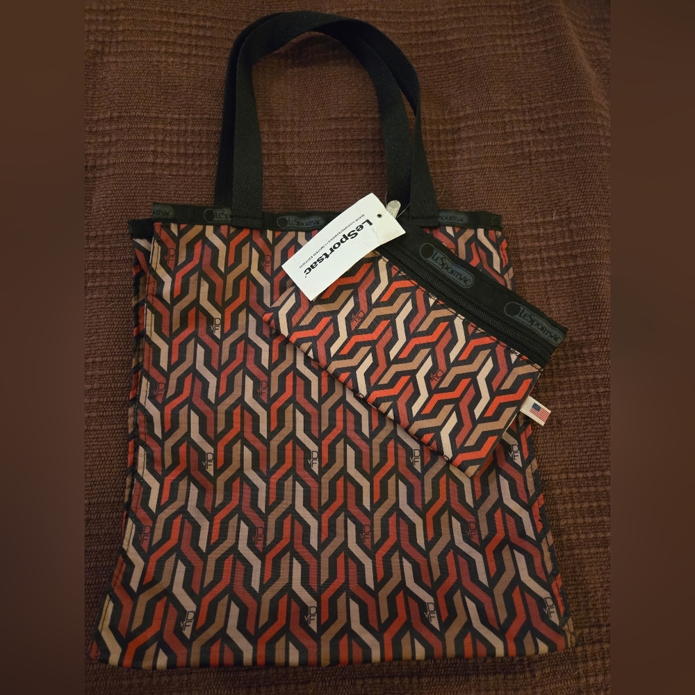 LeSportsac Geometric Tote - Red and Black